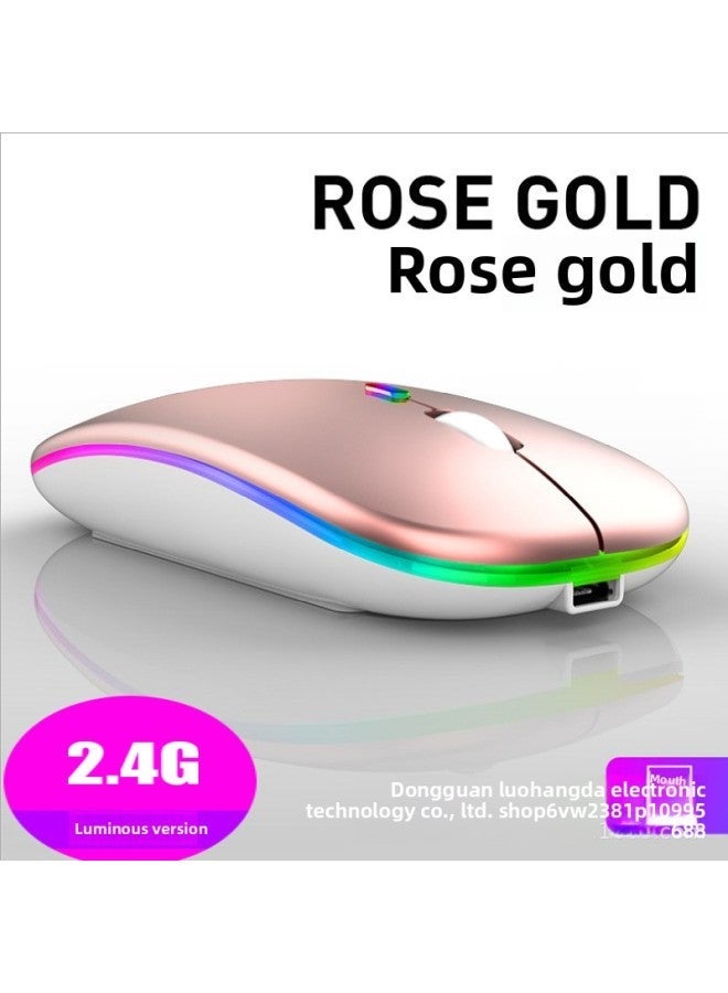 Bluetooth Dual-mode Wireless Mouse Charging Silent Computer Notebook Office Game Luminous Mouse-Color:2.4G Version-white - Image 5