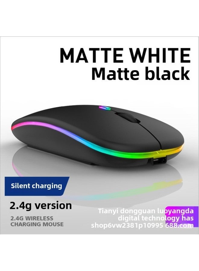 Bluetooth Dual-mode Wireless Mouse Charging Silent Computer Notebook Office Game Luminous Mouse-Color:2.4G Version-white - Image 2