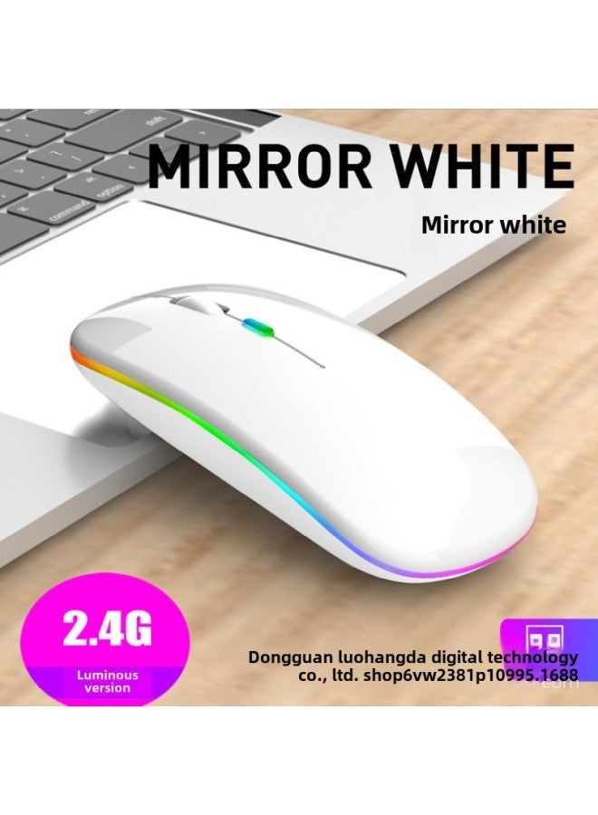 Bluetooth Dual-mode Wireless Mouse Charging Silent Computer Notebook Office Game Luminous Mouse-Color:2.4G Version-white - Image 1