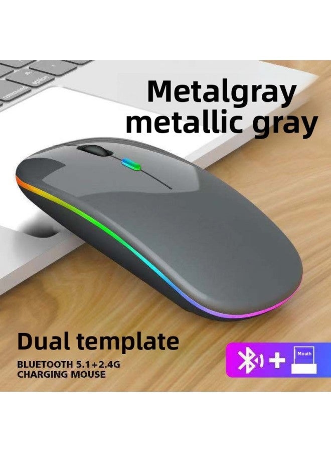 Bluetooth Dual-mode Wireless Mouse Charging Silent Computer Notebook Office Game Luminous Mouse-Color:2.4G Version-white - Image 3