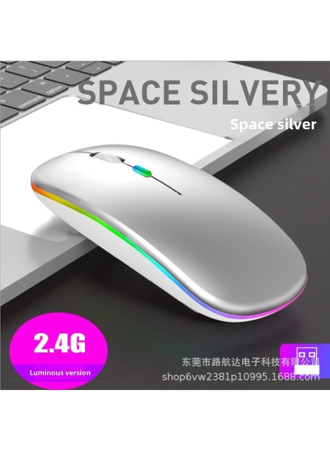 Bluetooth Dual-mode Wireless Mouse Charging Silent Computer Notebook Office Game Luminous Mouse-Color:2.4G Version-white - Image 4