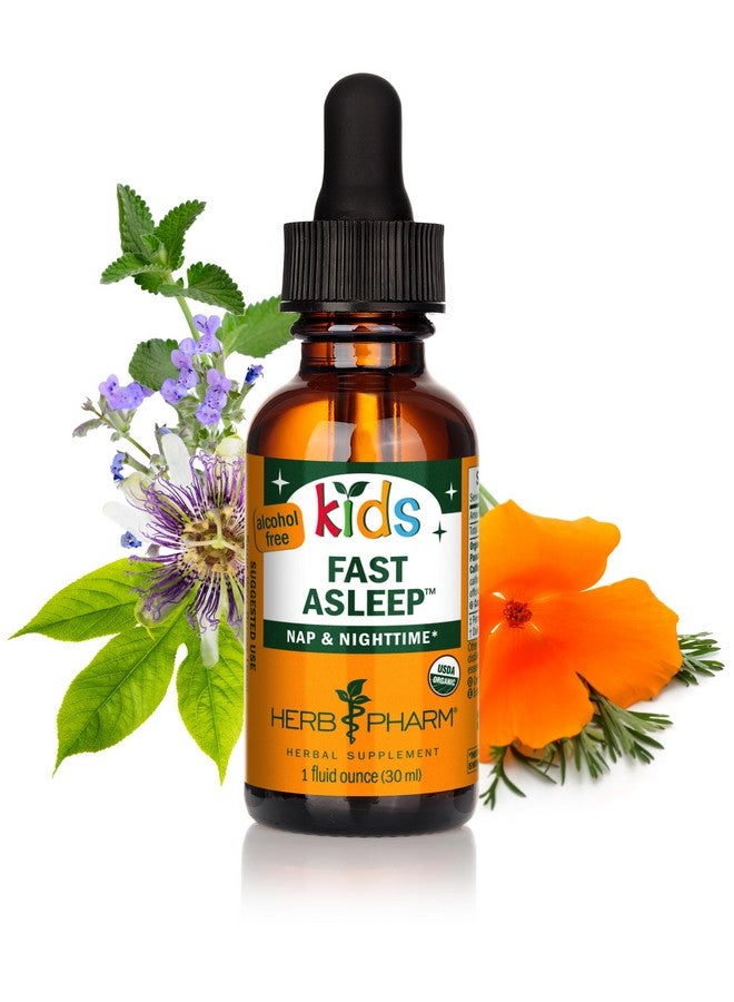 HERB PHARM Kids Fast Asleep - Tasty, Organic, Alcohol-Free Kids Sleep Support Herbal Extract With Lemon Balm, California Poppy & Passionflower, Soothes Nap & Nighttime Transitions, Vegan, 1 Oz - Image 1