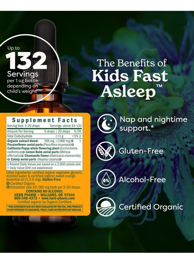 HERB PHARM Kids Fast Asleep - Tasty, Organic, Alcohol-Free Kids Sleep Support Herbal Extract With Lemon Balm, California Poppy & Passionflower, Soothes Nap & Nighttime Transitions, Vegan, 1 Oz - Image 2