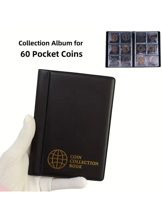 Black 60 Pocket Commemorative Stamp And Medal Collection Album With Fixed Pages - Image 1