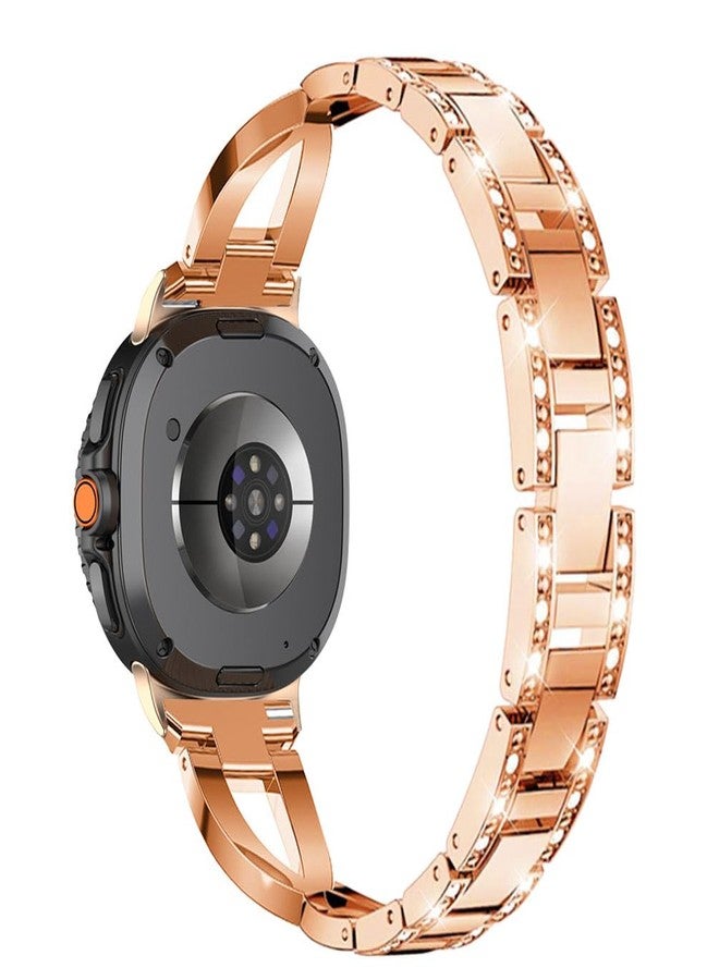 Sankel Compatible for Samsung Galaxy Watch 8 40mm 44mm/8 Classic 46mm Bands, Women Metal Replacement Bling Jewelry Bracelet Rhinestone Strap Wristband for Galaxy Watch 8/8 Classic (Rose Gold) - Image 3