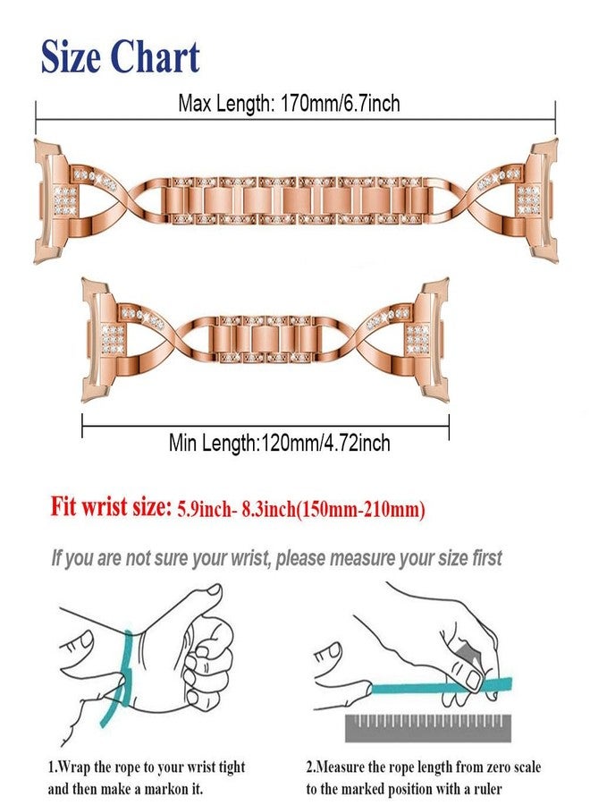 Sankel Compatible for Samsung Galaxy Watch 8 40mm 44mm/8 Classic 46mm Bands, Women Metal Replacement Bling Jewelry Bracelet Rhinestone Strap Wristband for Galaxy Watch 8/8 Classic (Rose Gold) - Image 5