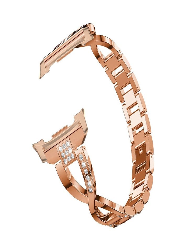 Sankel Compatible for Samsung Galaxy Watch 8 40mm 44mm/8 Classic 46mm Bands, Women Metal Replacement Bling Jewelry Bracelet Rhinestone Strap Wristband for Galaxy Watch 8/8 Classic (Rose Gold) - Image 4