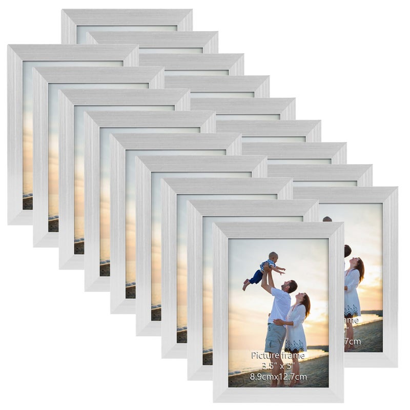Hoikwo 18 Packs 3.5x5 Silver Multi Picture Frames Set for Family Photos  Artwork  Light weight Bulk 3.5 by 5 Frames Pack for Wall Hanging and Table  Stylish Picture Frames - Image 1