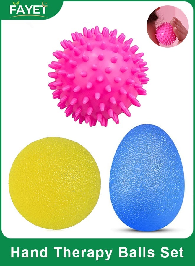 FAYET 3-Piece Massage & Hand Therapy Ball Set, Spiky Deep Tissue Trigger Point Ball, Soft and Firm Grip Strength Stress Balls for Hand Exercise - Image 1