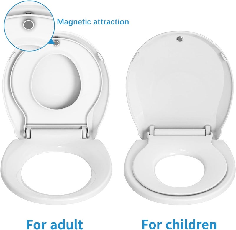 GAOMON Toilet Seat Round Toilet Seat with Toddler Seat Built in Potty Training Toilet Seat Round Fits Both Adult and Child with Slow Close and Magnets Round - Image 5