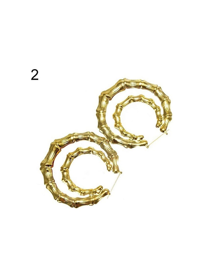 GGOOT Punk Large Bamboo Joint Hoop Earrings Hip-Hop Gold Tone Ladies Big Circle Hoops Durable and Useful  - Image 4