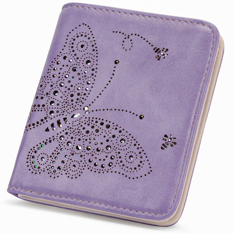 KITEVIUN Small RFID Wallet Women Ultra Thin Slim Womens Wallet Mini Compact Bifold Pocket Ladies Wallets for Women LIGHT-PURPLE - Image 1