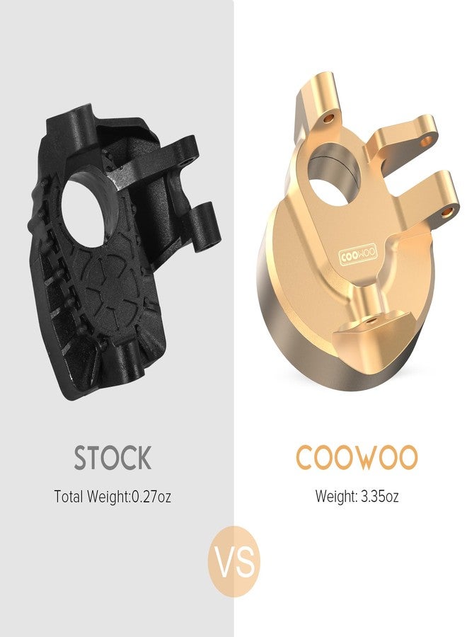 COOWOO Brass RC Steering Knuckles, 6.7oz Inner Portal Covers Front Steering Knuckles Upgrade Parts for 1/10 SCX10 III or Capra UTB10 RC Trucks - Set of 2(Golden) - Image 2