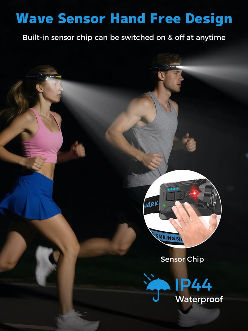 Smiling Shark TD-0123-S Headlamp, 2-Pack 2400mAh Ultra-Bright Head Lamp Flashlight Rechargeable with Multi-Mode LED Head Lamp with 270Â°Rotated for Outdoor, Camping, Hiking - Image 4