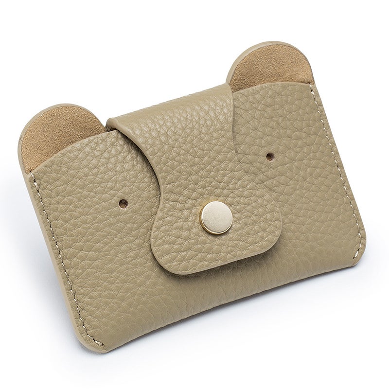 Niche design original ins style small card bag womens ultra-thin fashion coin purse new leather cute card set Windbreaker Gray 