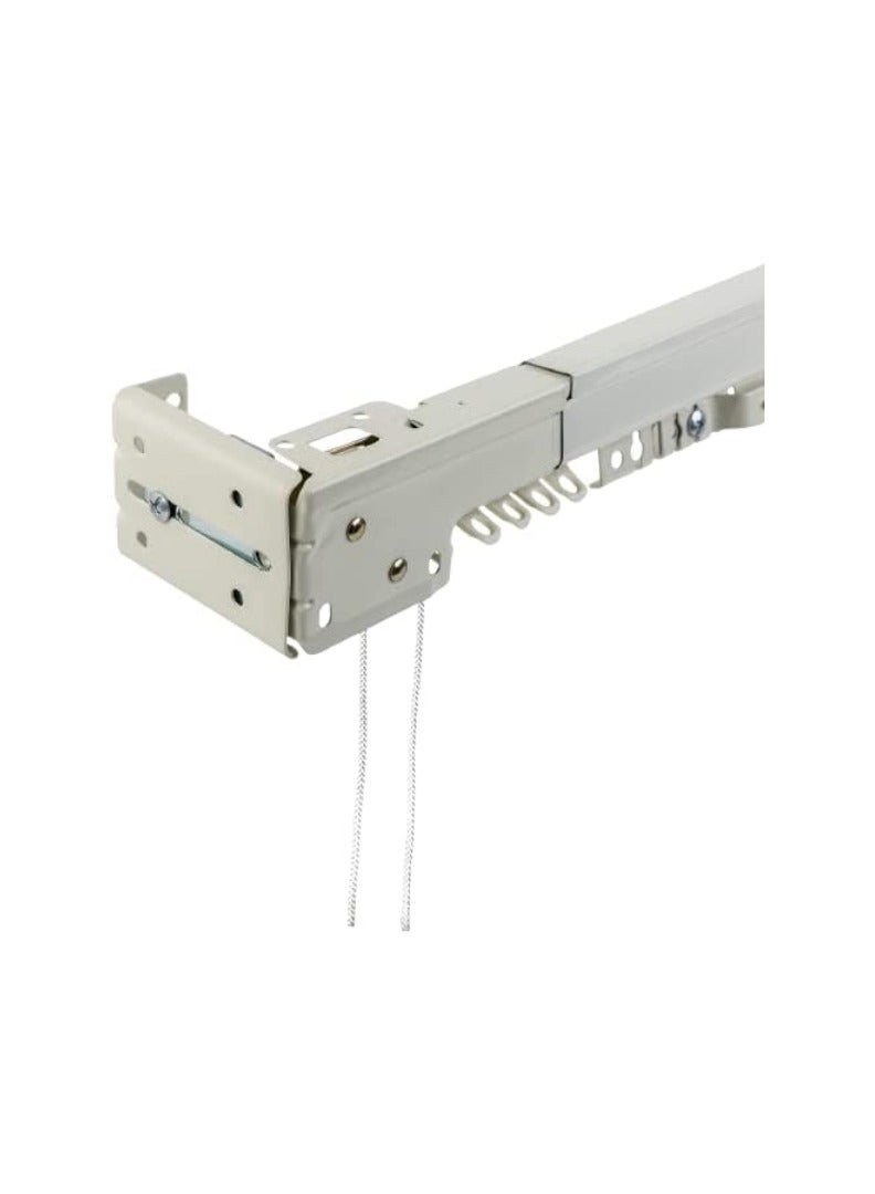 KNP Ultra White Corded Adjustable Single Traverse Curtain Rail (150-300 cm) modern, minimalist touch to any room, while the smooth corded mechanism ensures effortless curtain operation. - Image 1