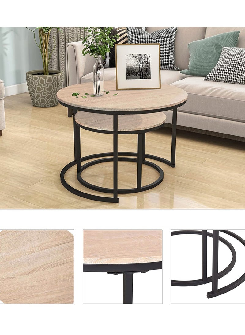 إيه جي دي طقم طاولة قهوة من قطعتين MDF بتصميم هندسي دائري لغرفة المعيشة - Image 4