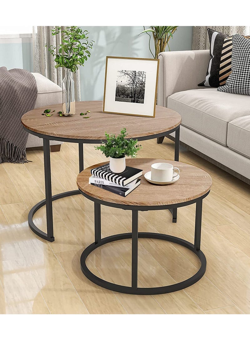 إيه جي دي طقم طاولة قهوة من قطعتين MDF بتصميم هندسي دائري لغرفة المعيشة - Image 3