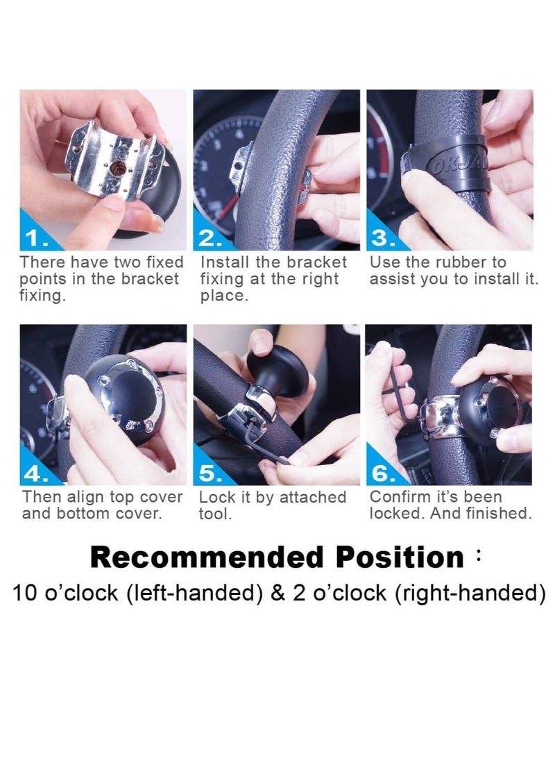 KASTWAVE Car Steering Wheel Knob, Large Power Handle Spinner Universal Vehicle Steering Wheel Spinners Ball Hand Control Accessory Suicide Knob for Cars, Trucks, Semi Tractors, Boat - Image 5