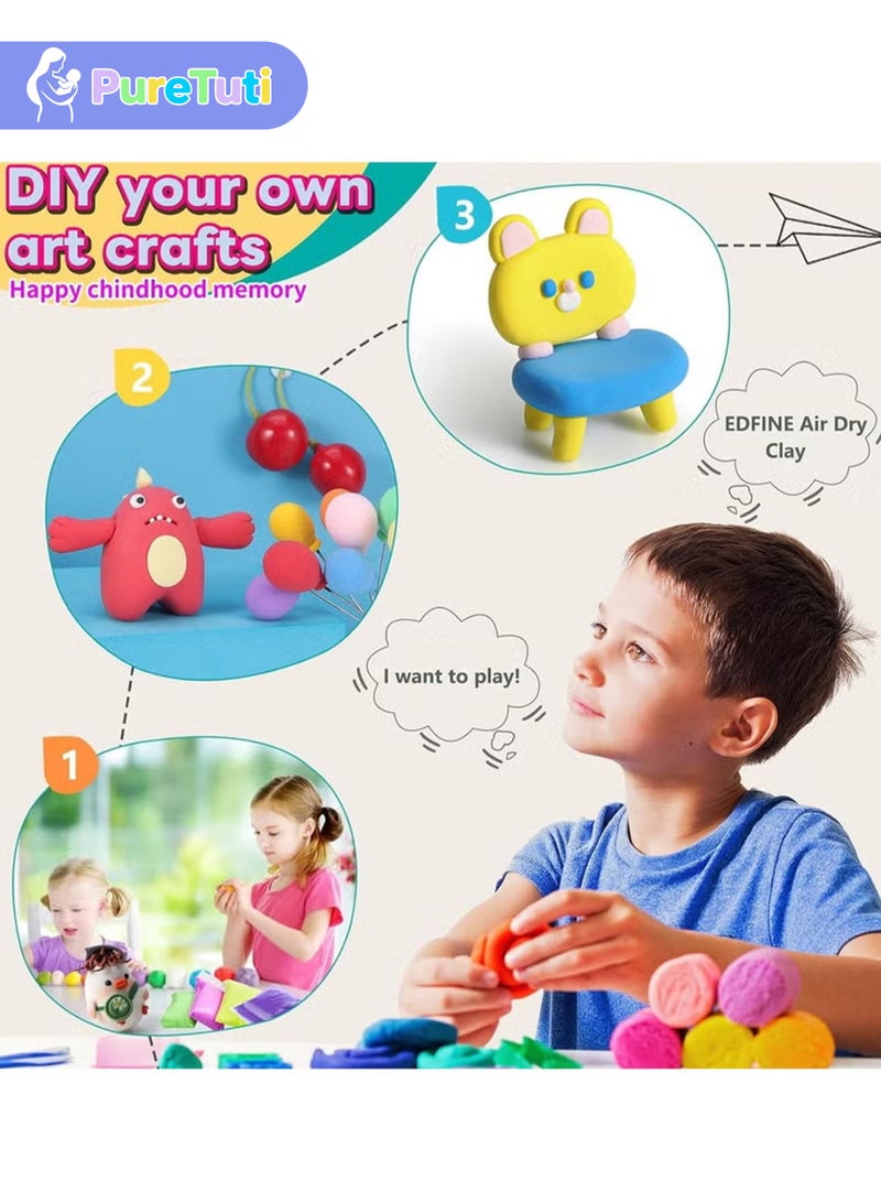 طفل نقي 36 لونًا من البلاستيسين، طين يجف في الهواء، علكة يدوية ناعمة فائقة الخفة، ألعاب طينية تعليمية للأطفال - Image 5