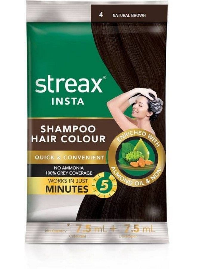 Streax شامبو إنستا لصبغ الشعر بني طبيعي (15 مل × 16 = 240 مل) بني - Image 2
