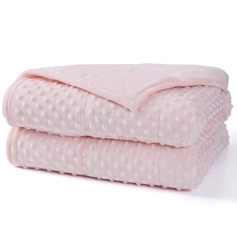 Alomidds Weighted Blanket Luxury Velvet Weighted Blankets for AdultsWarm and Breathable Soft and Comfort Minky Heavy Blanket with Premium Glass Beads 48x7220lbs Twin Size  Pink