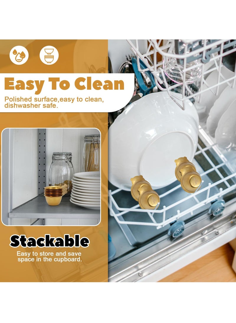 Excefore طبق صلصة من الفولاذ المقاوم للصدأ، 4 قطع أطباق توابل، وعاء ذهبي، وعاء غمس سوشي مميز، صحون معدنية، أطباق صلصة للكاتشب، صلصة الصويا، طبق جانبي، آيس كريم، فواكه - 1.9" - Image 3