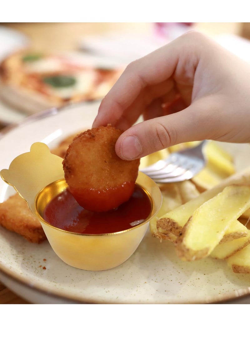 Excefore طبق صلصة من الفولاذ المقاوم للصدأ، 4 قطع أطباق توابل، وعاء ذهبي، وعاء غمس سوشي مميز، صحون معدنية، أطباق صلصة للكاتشب، صلصة الصويا، طبق جانبي، آيس كريم، فواكه - 1.9" - Image 5