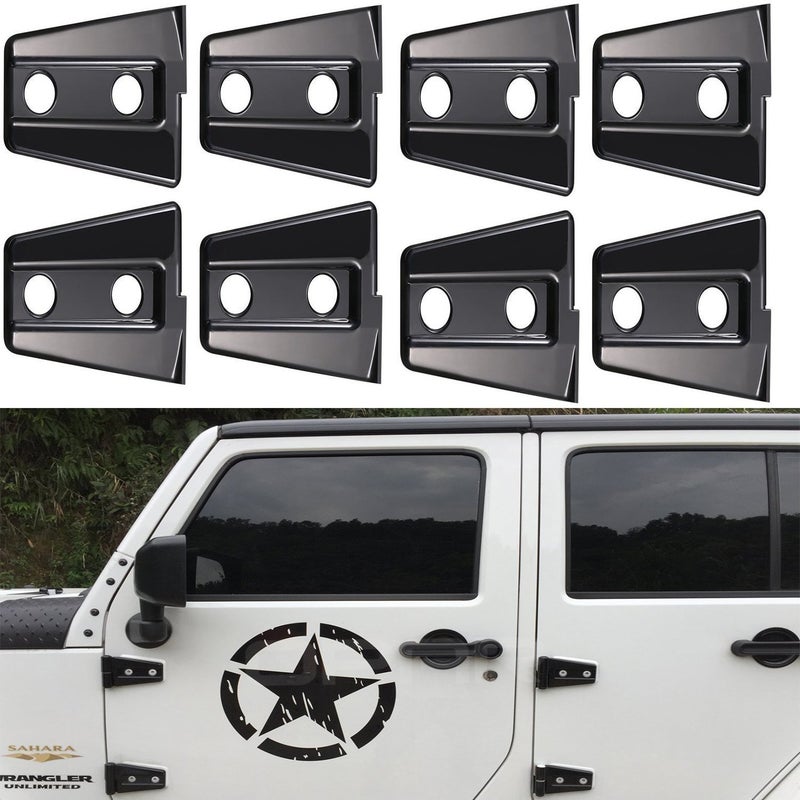 Hooke Road Black Door Hinge Cover for 20072018 Jeep JK Wrangler Unlimited 4Door 8PCS