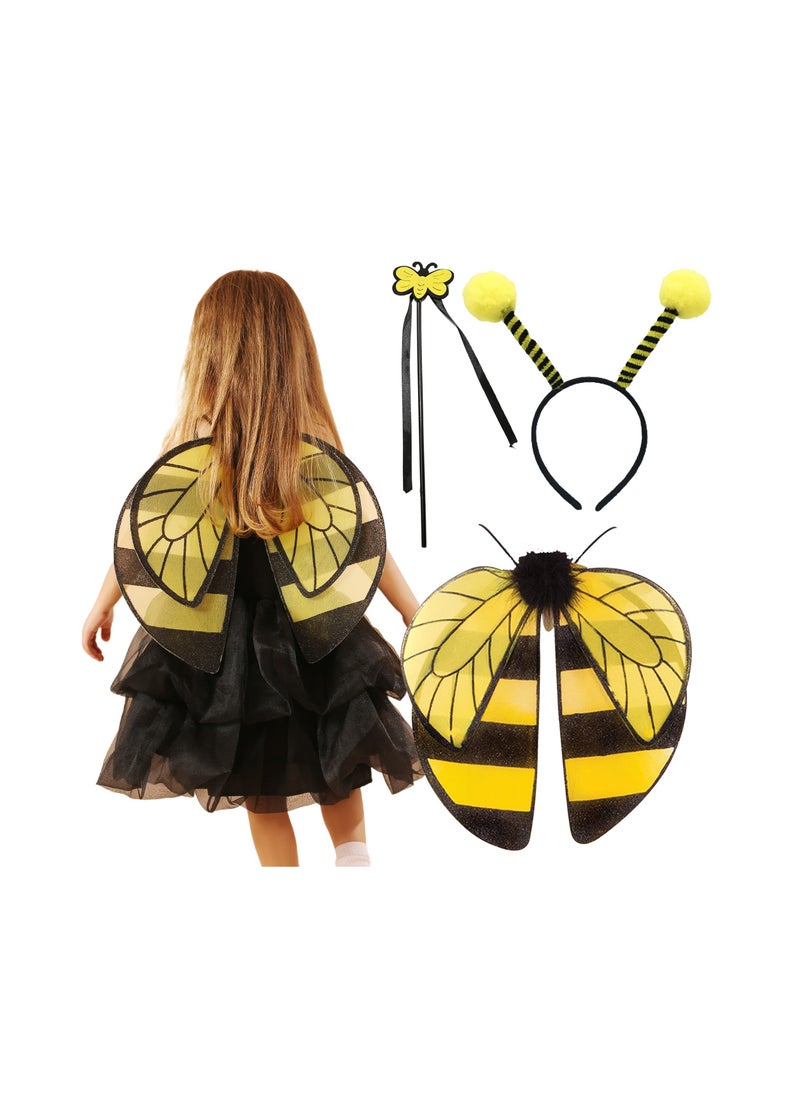 SYOSI - Bumble Bee Costume for Kids Bumblebee Dress Up for Party Supplies with Wings and Headband Carnival Stage Performance Role Playing Toddler Girl Boys - Image 1