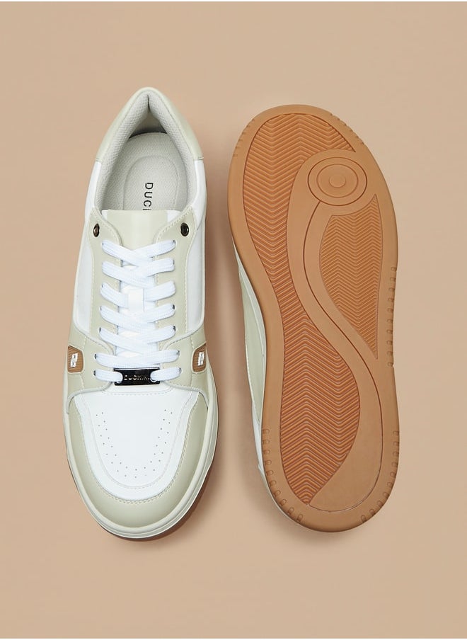 DUCHINI Men's Panelled Lace-Up Low Ankle Sneakers  - Image 4