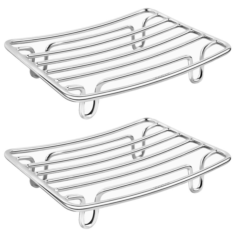 GUUKAR Bar Soap Dish Holder for Shower Bathroom Stainless Steel Rust Proof Self Draining Chrome2 Pack