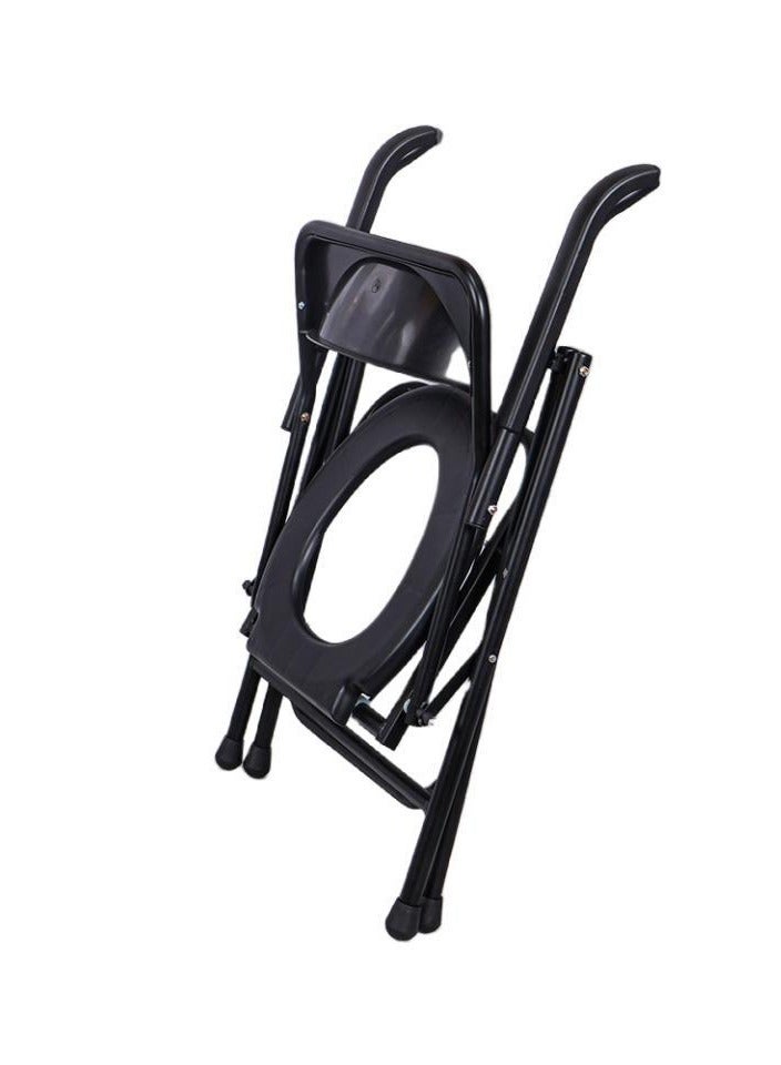 Gasin Sturdy toilet with foldable armrests: black high quality, outdoor comfort  51x 46 x 79 cm - Image 3