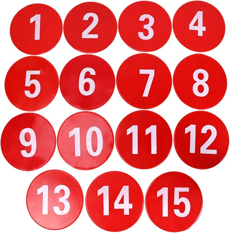 Red Numbered Spots Markers For Fitness Agility Training And Court Floor Marking - Image 1