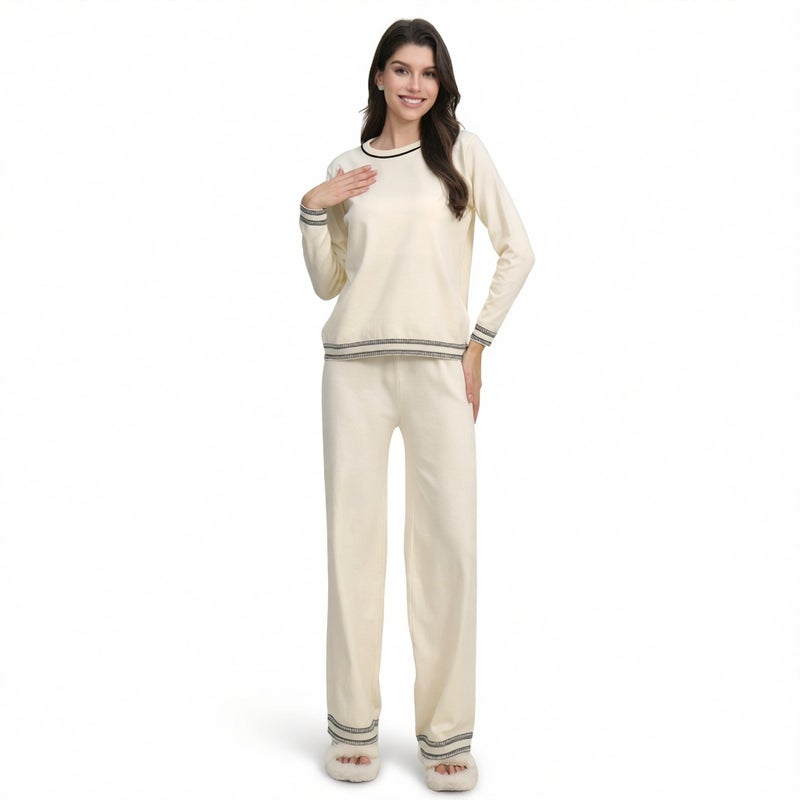 Fashion Knit Sweater Set with Embroidery, Round Neck Loose Knitwear Sportswear - Image 4