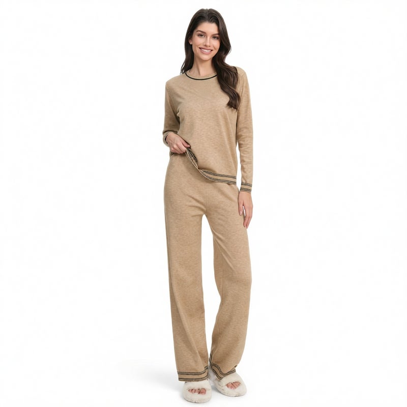 Fashion Knit Sweater Set with Embroidery, Round Neck Loose Knitwear Sportswear - Image 5