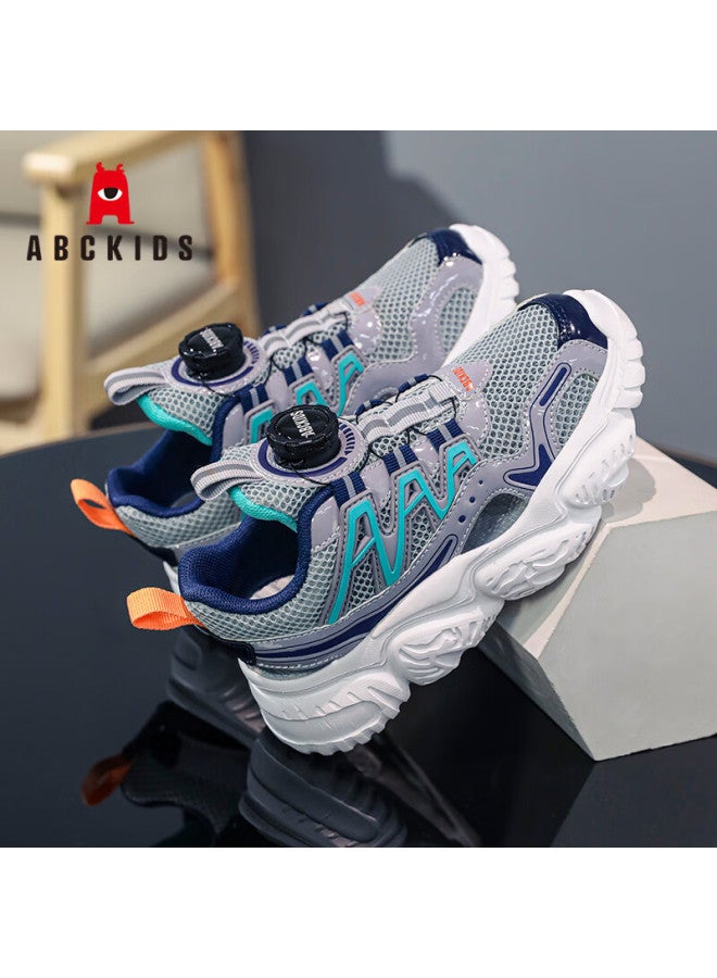 Abc Kids Boys' Shoes, Summer Cage Sandals, Big Kids Running Mesh Breathable Children's Sneakers, 3339py, Gray And Blue, Size 31 - Image 5