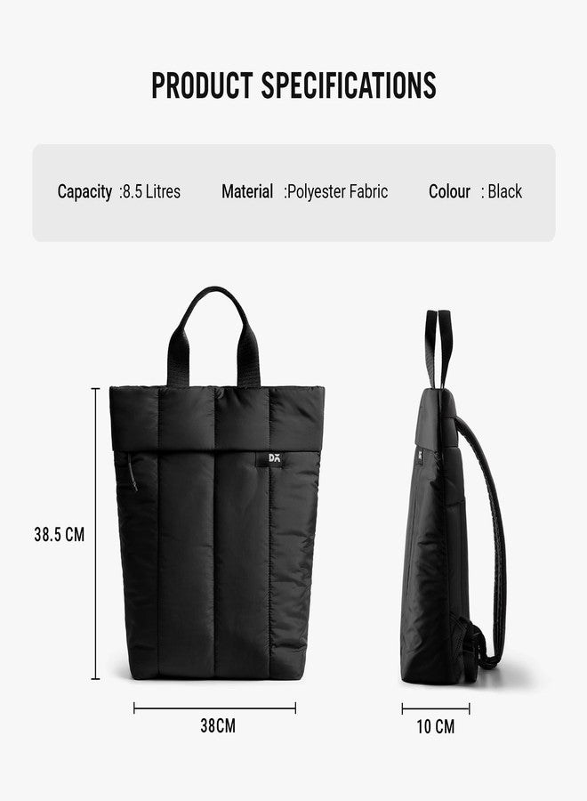 DailyObjects Black Wing Backpack (17L) Bag for Men & Women|Fits 13/14 inch Laptop/Macbook Pro/Air Ipad|Lightweight| Durable Backpack |Padded Straps|Office/Daily Use/Travel/Work|Multi Compartments - Image 4