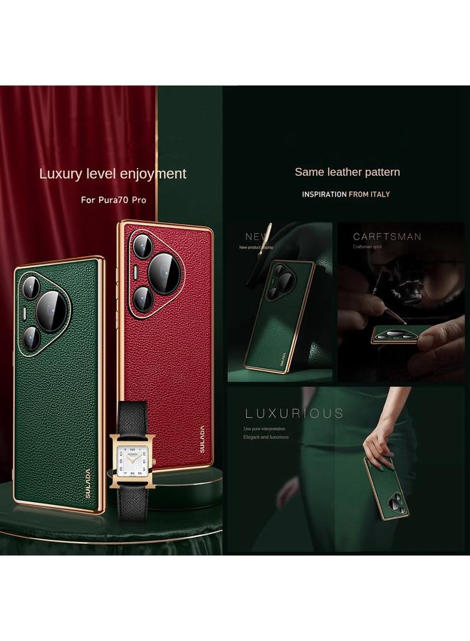 سولادا جراب لهاتف Huawei Pura 70 Pro مصنوع من مادة TPU + جلد بنقشة الليتشي - Image 3