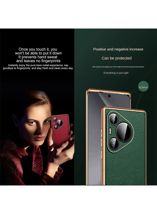 سولادا جراب لهاتف Huawei Pura 70 Pro مصنوع من مادة TPU + جلد بنقشة الليتشي - Image 5