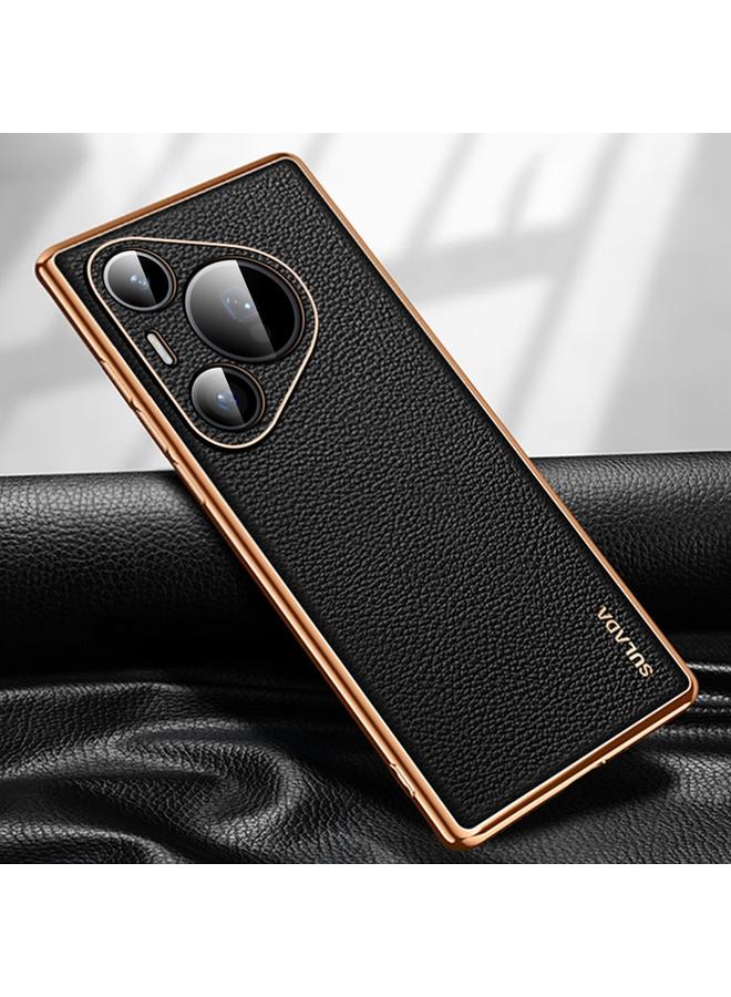 سولادا جراب لهاتف Huawei Pura 70 Pro مصنوع من مادة TPU + جلد بنقشة الليتشي - Image 1