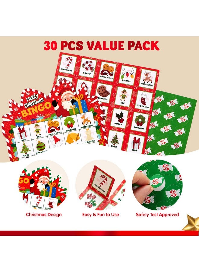 JOYIN 30 Players Christmas Bingo Cards, Xmas Bingo Game for Kids Family Activities, Holiday Winter Bingo Cards for Party Card Games, School Classroom Indoor Party Games - Image 3