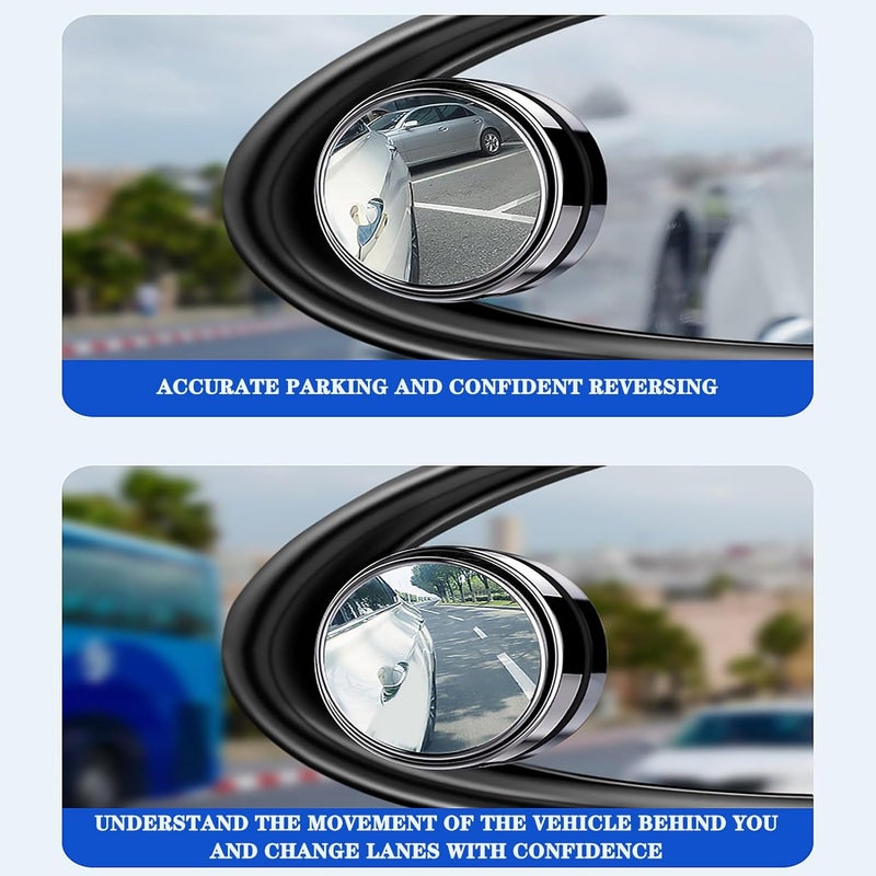 2pcs Blind Spot Car Mirror for Infiniti JX EX FX M-Sedan 360° Rotate Convex Rear View Mirrors Reversing Auxiliary Blind Looking-Glass Car Mirror Accessories,Black-Adhesive Backing - Image 2