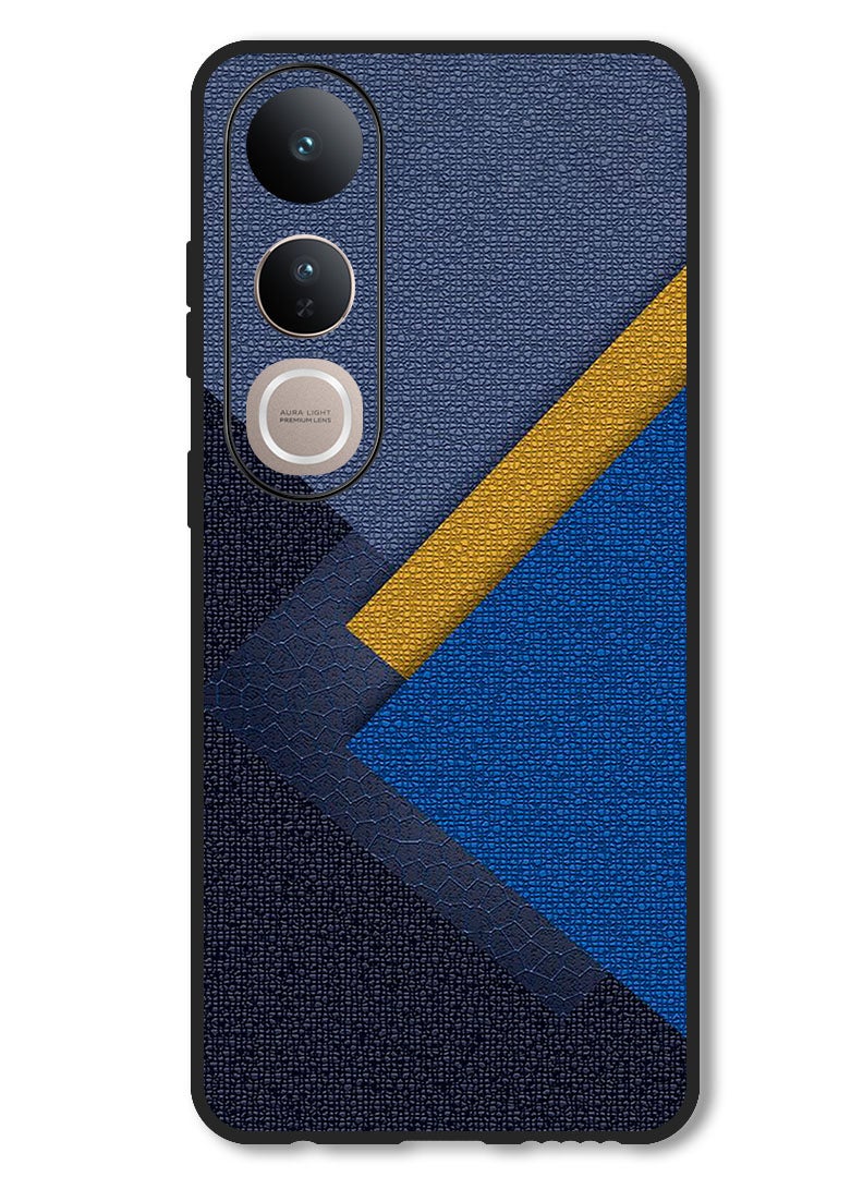 Theodor Case Compatible with Vivo V50 Lite Protection Shockproof Bumper Cover Triangles Leather Shades Pattern - Image 1