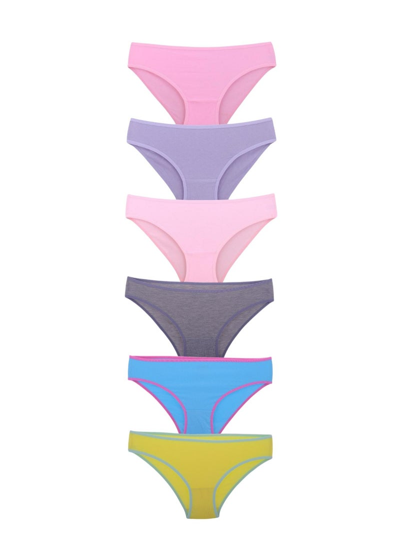 Kalia Pack of 6 Plain Cotton Bikini Panties for Women  - Image 2