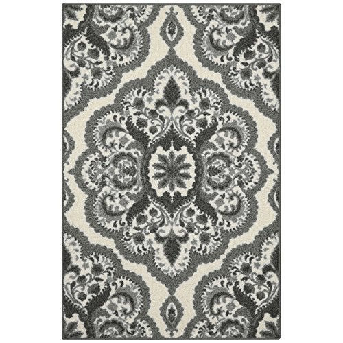 Maples Rugs Vivian Medallion Kitchen Rugs Non Skid Accent Area Carpet [Made in USA], 2'6 x 3'10, Grey - Image 1