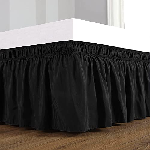 YRM Bedding's Black Bed Skirt Wrap Around 600 Microfiber with Easy Fit with 15 Inch Tailored Drop Shrinkage and Fade Resistant with Microfiber 15 Bed Skirt Double Bed 48 x 72 - Image 2