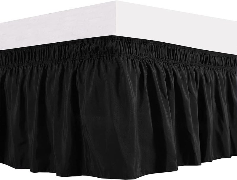 YRM Bedding's Black Bed Skirt Wrap Around 600 Microfiber with Easy Fit with 15 Inch Tailored Drop Shrinkage and Fade Resistant with Microfiber 15 Bed Skirt Double Bed 48 x 72 - Image 4