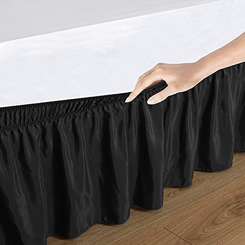 YRM Bedding's Black Bed Skirt Wrap Around 600 Microfiber with Easy Fit with 15 Inch Tailored Drop Shrinkage and Fade Resistant with Microfiber 15 Bed Skirt Double Bed 48 x 72 - Image 3