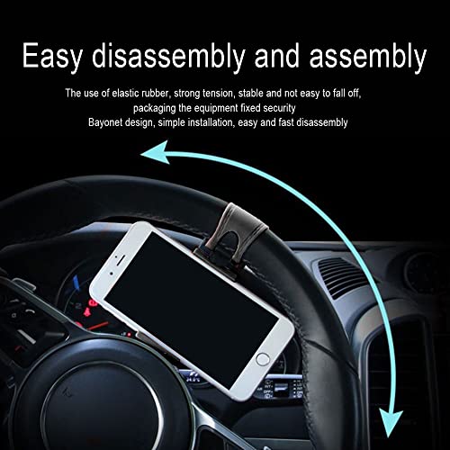 HAOBO Car Phone Holder - Adjustable Car Cradle, Steering Wheel Phone Mount, Universal Mobile Phone Mount, Hands Free Automobile Cell Phone Holder for Most Steering Wheels (Black) - Image 5